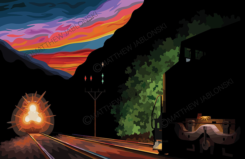 Train at dusk